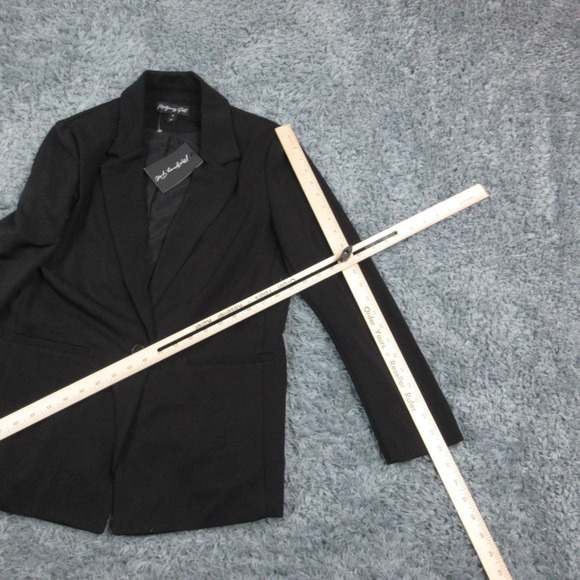 Montgomery Port Blazer Womens Medium Black Stretch One Button Suit Jacket NWT - Picture 5 of 11
